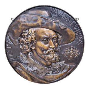 Antique Paul Rubens Bronze Plaque Bust Wall Sculpture