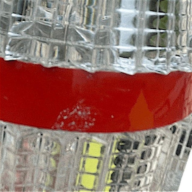 Mid-Century Modern Space Age Red Metal and Clear Ribbed Glass Wall Lights, 1970s, Set of 2 For Sale - Image 12 of 13