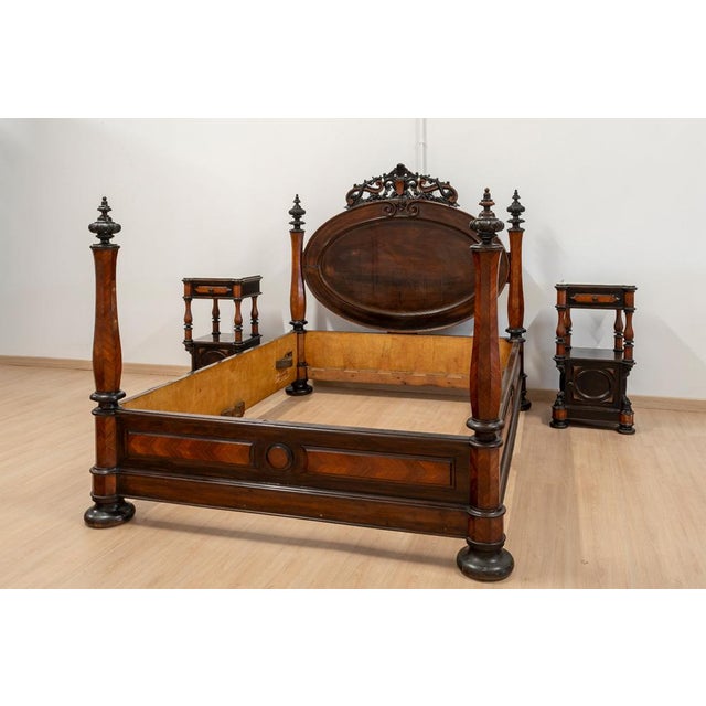 Baroque Large Antique Portuguese Romantic Bed, 19th Century For Sale - Image 3 of 17