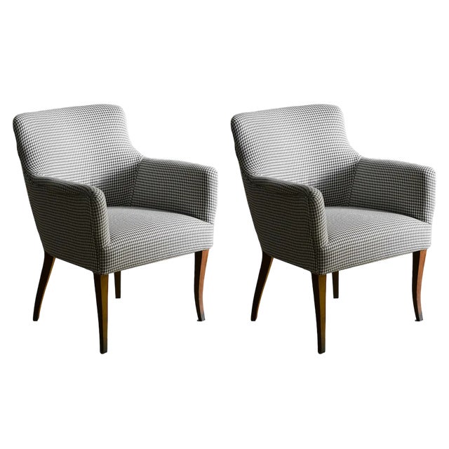 Set of Mid-Century Armchairs with Fabric, 1950s For Sale