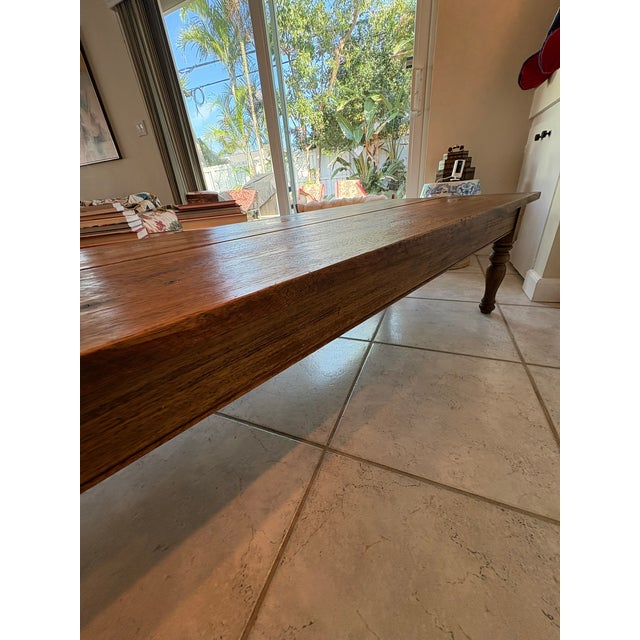 Brown Vintage Solid Wood Xtra Long Coffee Table / Low Bench With Turned Legs in the Manner of Ralph Lauren For Sale - Image 8 of 18
