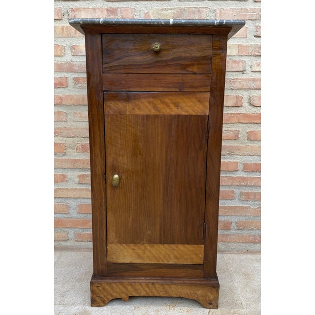 20th Century Biedermeier Nightstand with Marble Top & One-Drawer & Door, 1900s For Sale - Image 16 of 18