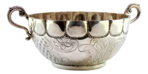 Silver Cup with Engraved Floral Motifs and Openwork Handles