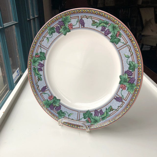 Contemporary fine china with grape and grape leaf design large serving platter or charger 12.5"D , makers mark reads "...