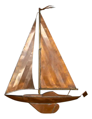 Vintage 20th Century Wall Hanging Copper Sculpture of a Racing Yacht, 1960s