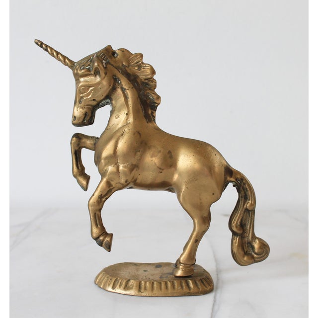 Vintage Brass Unicorn Figure For Sale - Image 4 of 10