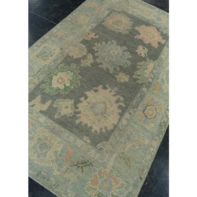 Black Turkish Oushak Rug 3'9" x 6'2" #19219 For Sale - Image 8 of 8