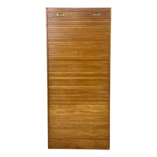 Large Mid-Century Oak Roll-Top Cabinet, 1960s For Sale