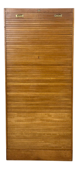 Large Mid-Century Oak Roll-Top Cabinet, 1960s