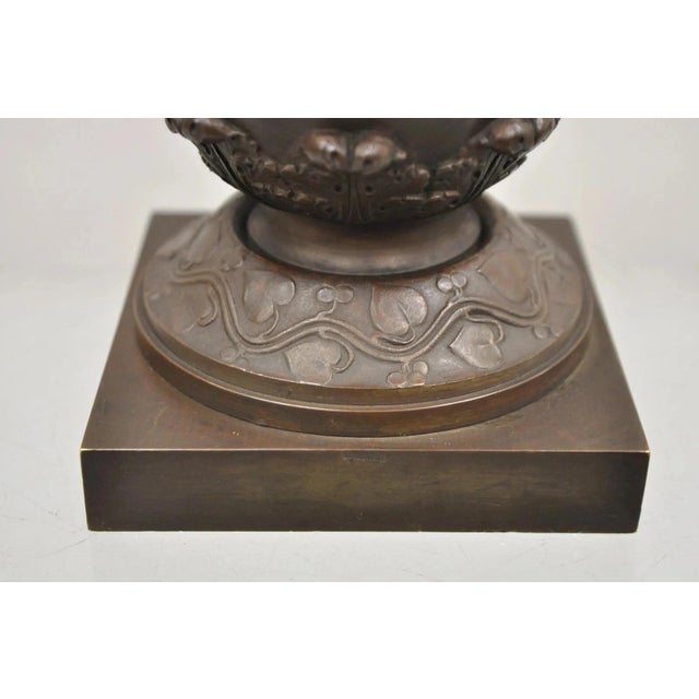 19th C Alfred Daubree French Neoclassical Bronze Figural Urn Vase With Lions For Sale - Image 14 of 16