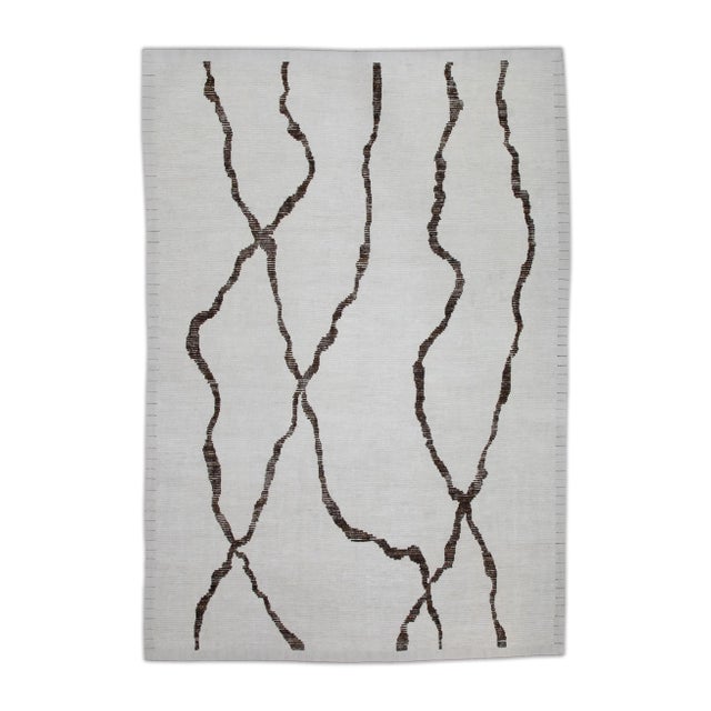Beige 21st Century Modern Moroccan Style Wool Rug in Beige & Brown 9'2" X 12'11" For Sale - Image 8 of 8