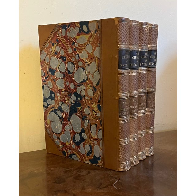 Antique 19th Century Fine Leather Bindings - History Books - The Church of England - 4 Volumes For Sale - Image 9 of 11