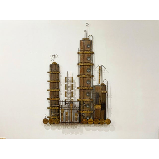 Mid 20th Century Peter Pepper Products Brutalist Cityscape Steampunk Metal Sculpture After C Jere For Sale In Atlanta - Image 6 of 6