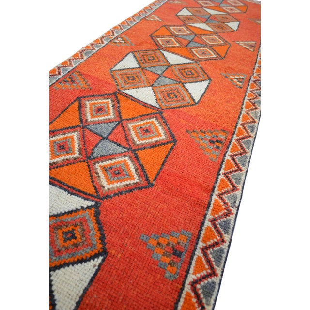 Hand-Knotted Tribal Geometric Design Turkish Runner Rug . Hallway Rug Kitchen Decor - 3′3″ X 10′4″ For Sale - Image 10 of 15