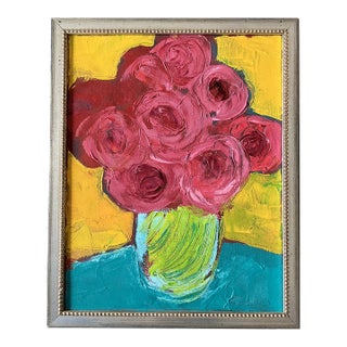 Contemporary Original Alexandra Brown Abstract Pop Art Still Life Floral Painting Signed For Sale