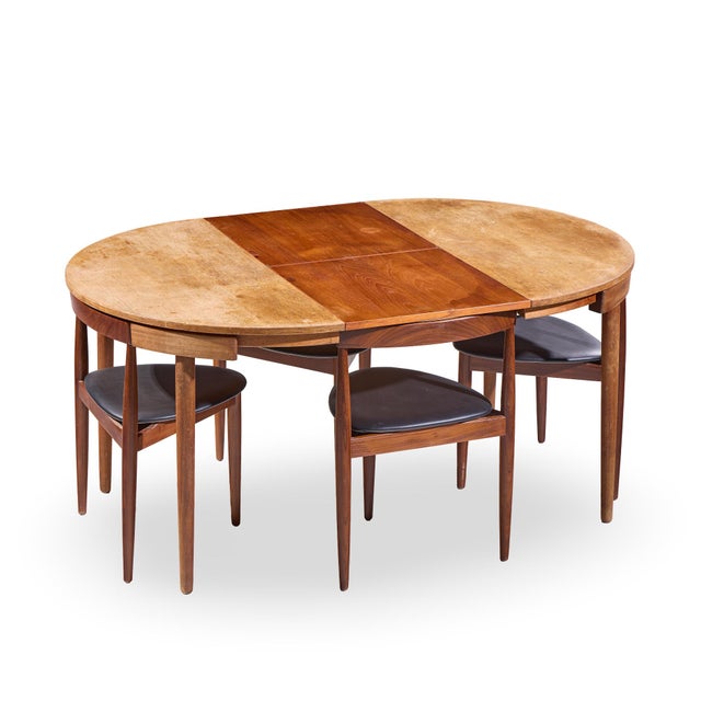 Hans Olsen for Frem Rojle Mid Century Expanding Teak Dining Table With 4 Nesting Chairs For Sale - Image 15 of 16