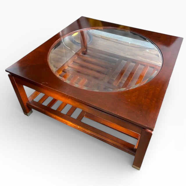 Cherry Coffee Table with Glass Insert from Stickley, 2001 For Sale - Image 6 of 9