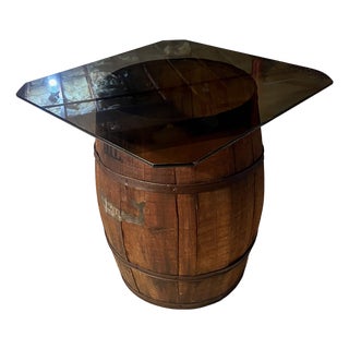 Whale Oil Barrel Table Nantucket Whaling Co Oak With Glass Top Farmhouse Primitive For Sale