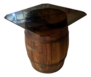 Whale Oil Barrel Table Nantucket Whaling Co Oak With Glass Top Farmhouse Primitive