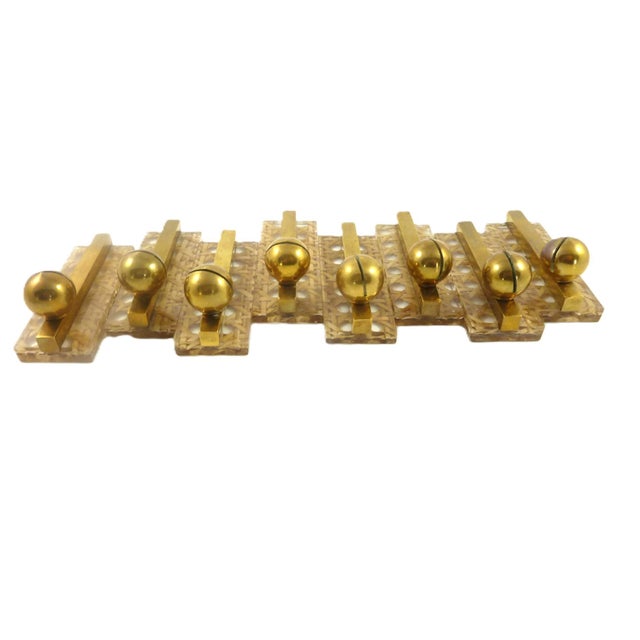 Mid-Century Modern 1970s Set of Eight Knife Rests |Lucite, Cane and Brass | in the Style of Dior For Sale - Image 3 of 8