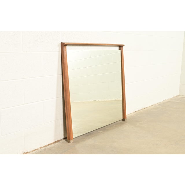 John Van Koert for Drexel Profile Mid-Century Modern Sculpted Walnut Wall Mirror, 1961 For Sale - Image 10 of 10