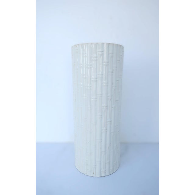 Italian White Ceramic Bamboo Umbrella Stand For Sale In New York - Image 6 of 10