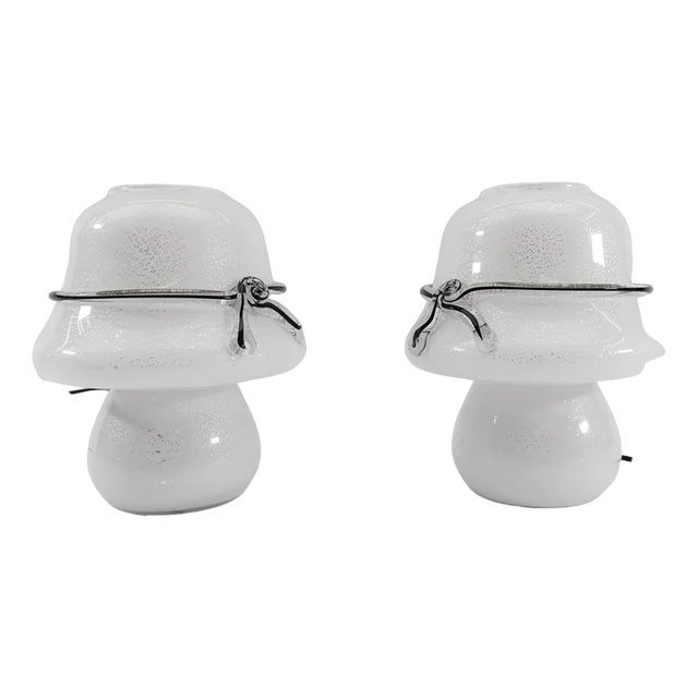 Murano Mushroom Table Lamps, 1960s, Set of 2 For Sale