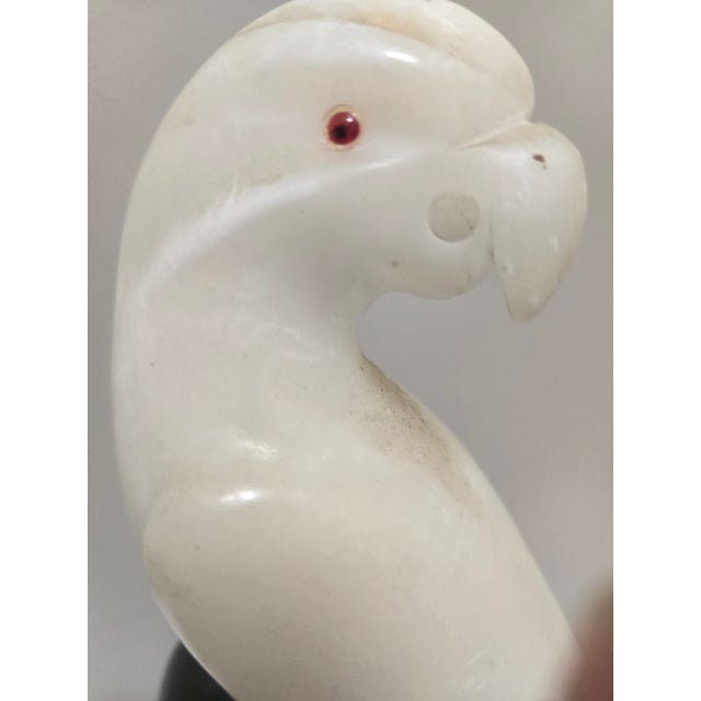 Mid-Century Modern Vintage Italian Alabaster Parrot on Marble Perch For Sale - Image 3 of 6