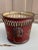 Red French Red & Gold Tole Cachepot With Lion Head Handles and Pierced Gallery Rim For Sale - Image 8 of 10