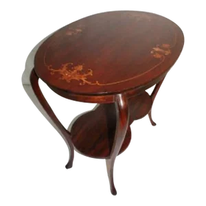 Inlaid Mahogany Oval Side End Table Circa 1925