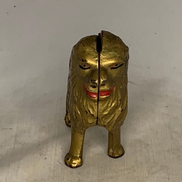 Art Deco Antique Hubley Cast Iron Lion Still Bank, c. 1910s For Sale - Image 3 of 10
