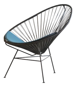 Black Acapulco Chair with Petroleum Cushion by OK Design
