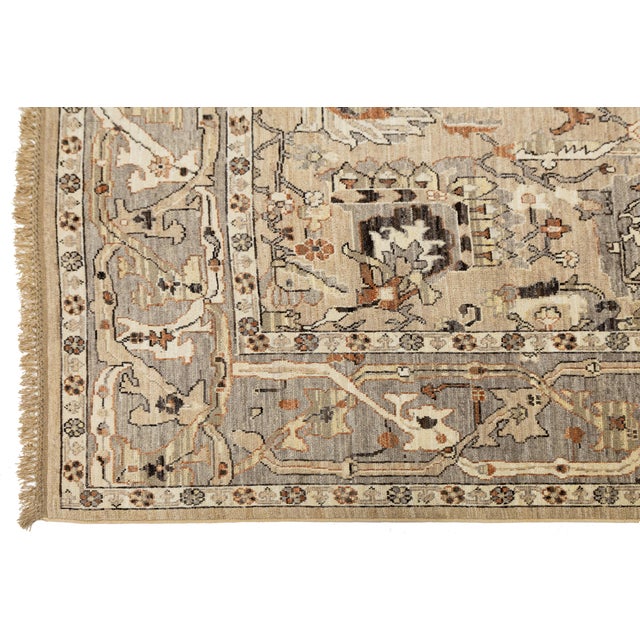 Beige Modern Oushak Style Hand-Knotted Wool Rug in Neutral Beige, Grey and Terracotta For Sale - Image 8 of 12