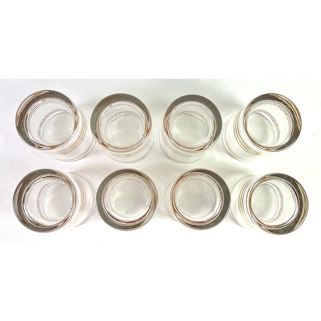 1950s 1950s Mid-Century Modern Gold Banded -Low Ball/Rocks Glass/Old-Fashioned Glass/Tumblers – Set of Eight For Sale - Image 5 of 6