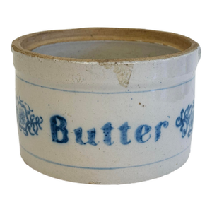 Antique Stoneware Butter Crock Vessel