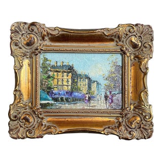 1960’s Original Mid Century Parisian Street Scene Cityscape Painting For Sale