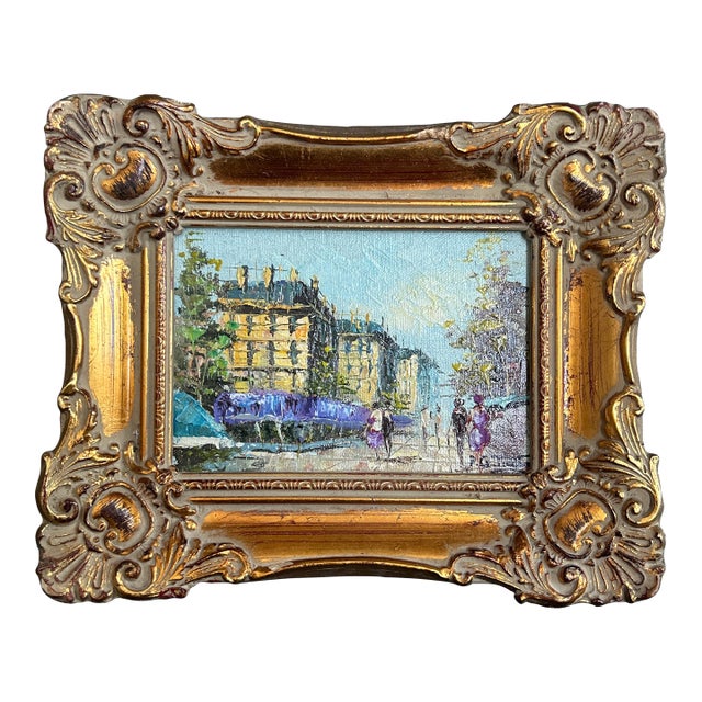 1960’s Original Mid Century Parisian Street Scene Cityscape Painting For Sale