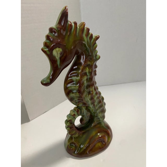 Mid 20th Century Mid 20th Century French Style Majolica Seahorse Statue For Sale - Image 5 of 7