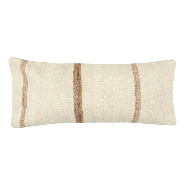 14"x28" Vintage Kilim Cushion Cover. Hemp Throw Pillow. Lumbar Pillow Cover For Sale