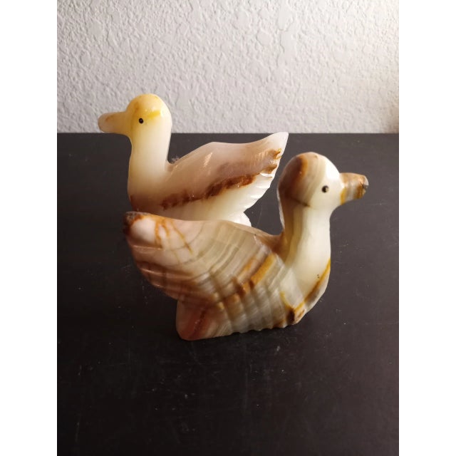 1980s Solid Onyx Duck Figurines- Set of 2 For Sale - Image 4 of 6