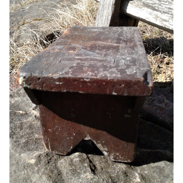 Mid 19th Century Antique Primitive Childs Mortised Bench or Stool 1850s Folk Art For Sale - Image 5 of 11