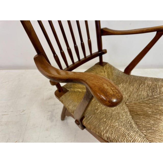 1950s Dutch Stick Back and Rush Seat attributed to De Ster Gelderland, 1950s For Sale - Image 5 of 18