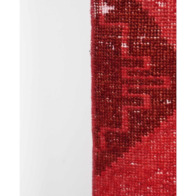 Turkish 1970s Vintage Turkish Handmade Wool Cotton Red Runner Rug For Sale - Image 3 of 11