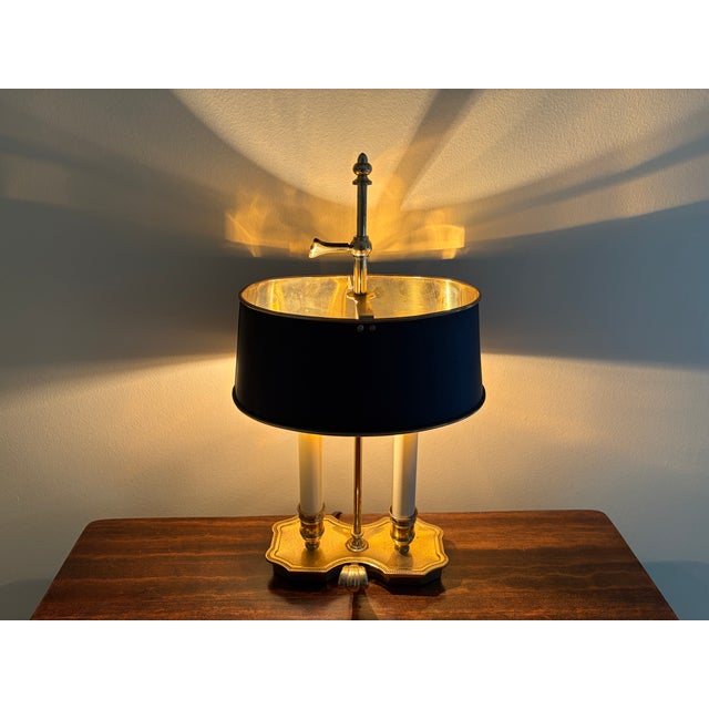 Mid 20th Century Brass Bouillotte Lamp With Adjustable Black Tole Shade For Sale - Image 11 of 16