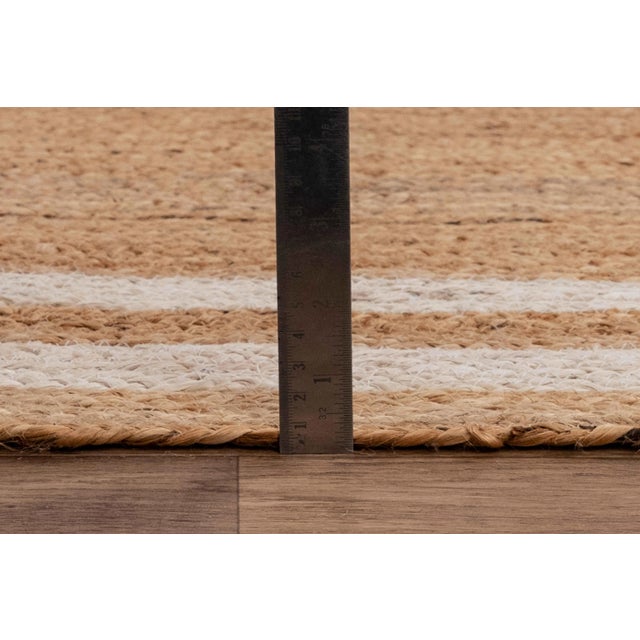 White Border Rectangle Jute Handmade Rug 2.6'x6' Ft. For Sale - Image 9 of 10