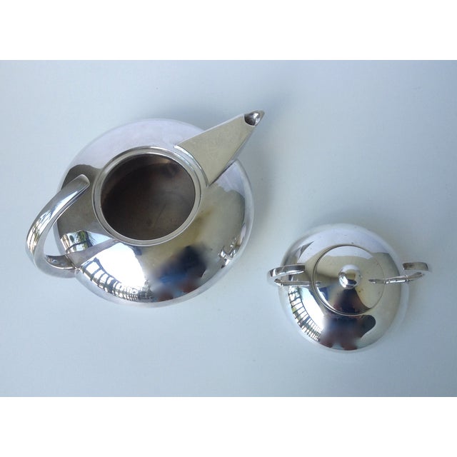 Mid-Century Modernist French "Escapade" Silver Plate Coffee & Sugar - a Pair For Sale - Image 4 of 11