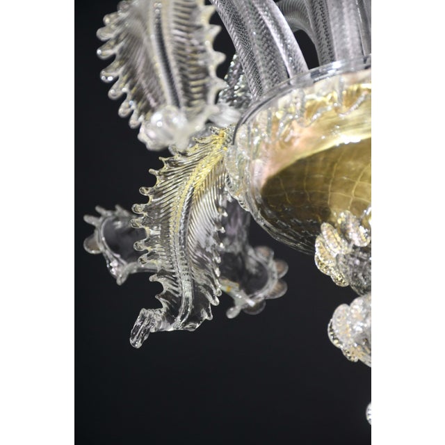 1970s Wonderful Large Size Venetian Chandelier, Transparent and Gold Murano Glass For Sale - Image 16 of 18