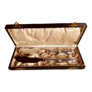French Belle Époque Fish Serving Knives in Original Box, c.1900 - Parisian Flea Market Find