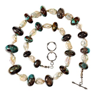 Necklace Hubei Turquoise Mixed With White Freshwater Pearl For Sale