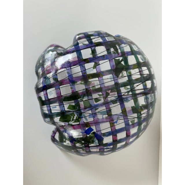 Glass Vintage Handmade Woven Fused Handkerchief Art Glass Bowl, Signed For Sale - Image 7 of 10